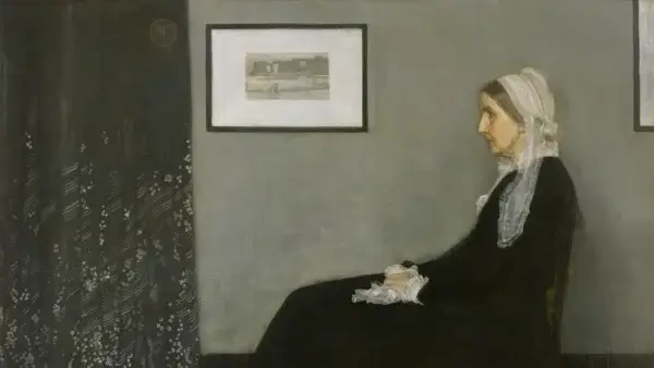 Джеймс Вістлер, Аранжування в сірому та чорному №1, відоме як Портрет матері художника. Профіль жінки в чорному, вікторіанський стиль.